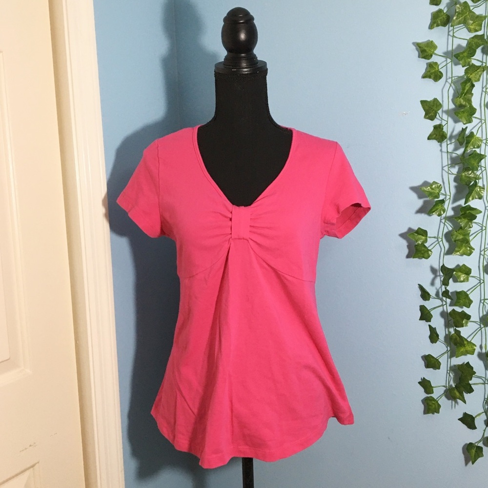 Motherhood Maternity Pink Bow Short Sleeve Size M